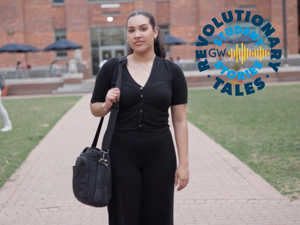 Darianny Bautista stands on GW's campus