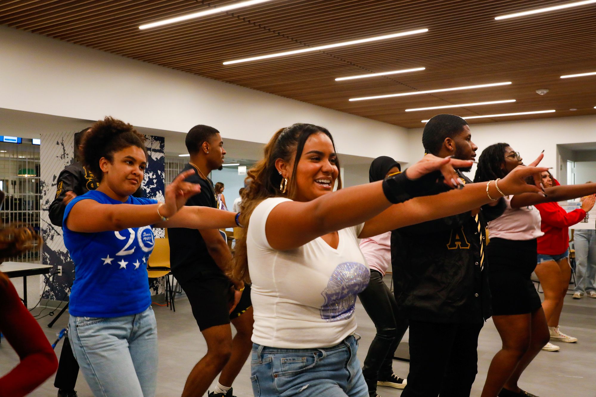 Meet FSL several members of the NPHC organizations strolling as part of the "Meet FSL" event