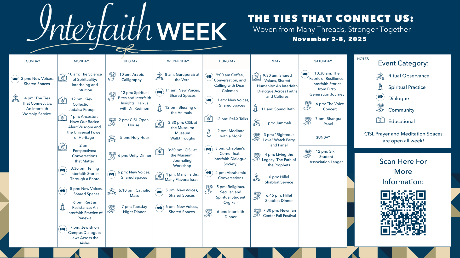 Calendar for Interfaith Week 2025