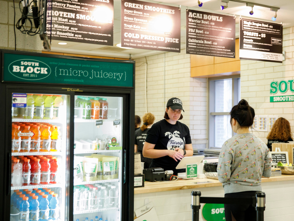 Student placing an order at South Block
