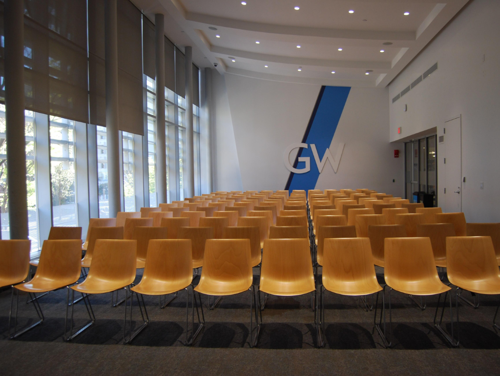 USC Presentation Room set up with rows of chairs