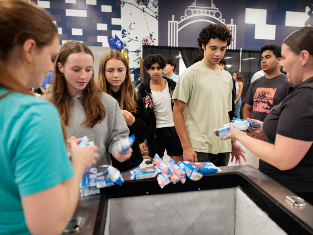 Students getting Ice Cream at an event