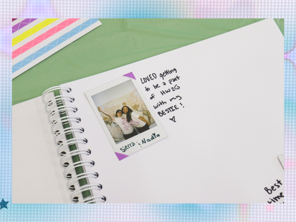 Photo of scrapbook with Halfway to Grad support message