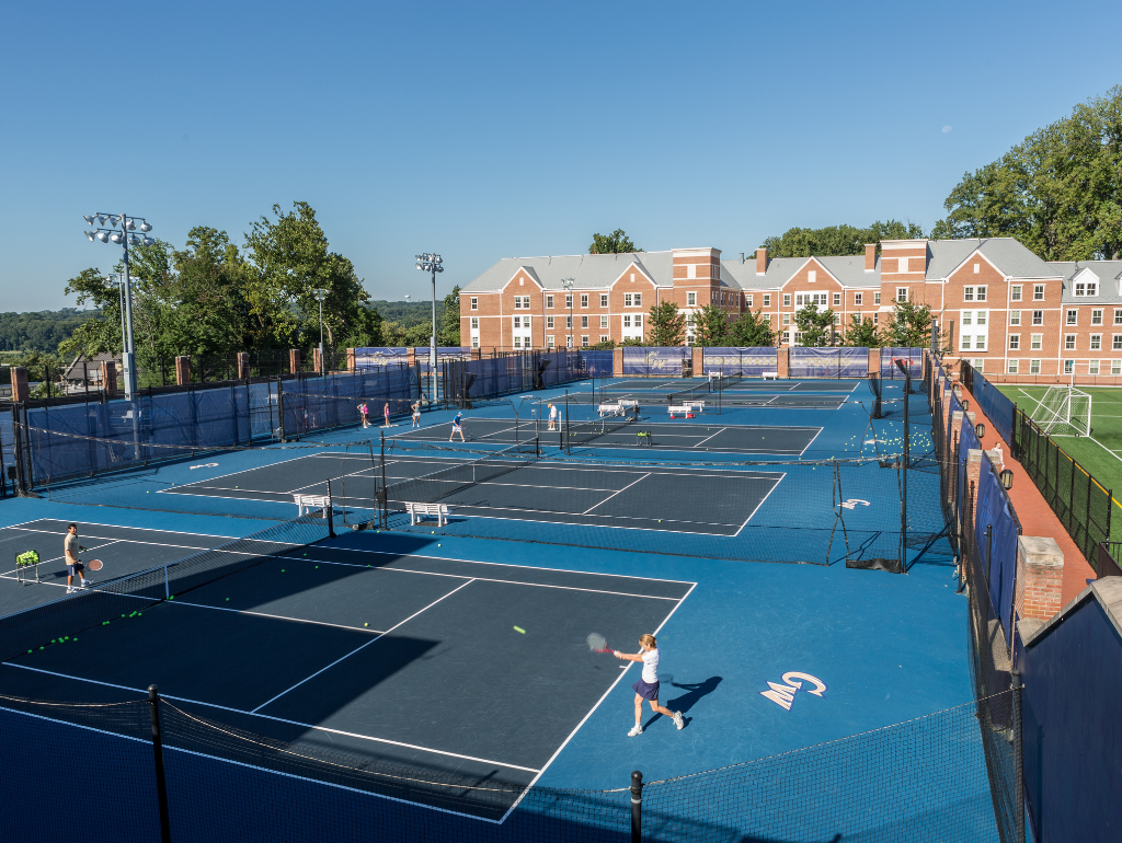 Overview image of the several tennis courts on the Mount Vernon Campus